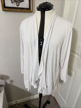 Draped Open-Front Cardigan in White